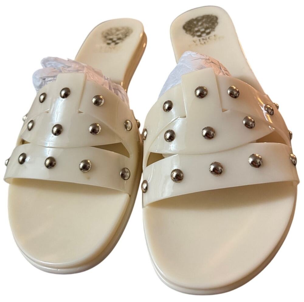 Vince Camuto Emelon Jelly Slide Sandals, Studded, Creamy White, Size 9, NWT